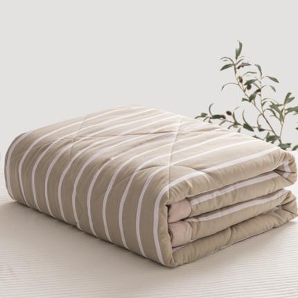 91家纺网 家纺一手货源 找家纺 U被家纺 2022新款无印格条夏凉被【实拍图】 粉咖格