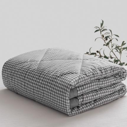 91家纺网 家纺一手货源 找家纺 U被家纺 2022新款无印格条夏凉被【实拍图】 粉咖格