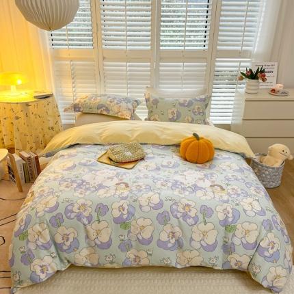 91家纺网 家纺一手货源 找家纺 柚子2022新款40支13372全棉印花四件套 朵朵的花园