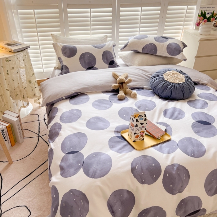 91家纺网 家纺一手货源 找家纺 柚子2022新款40支13372全棉印花四件套 泡泡糖