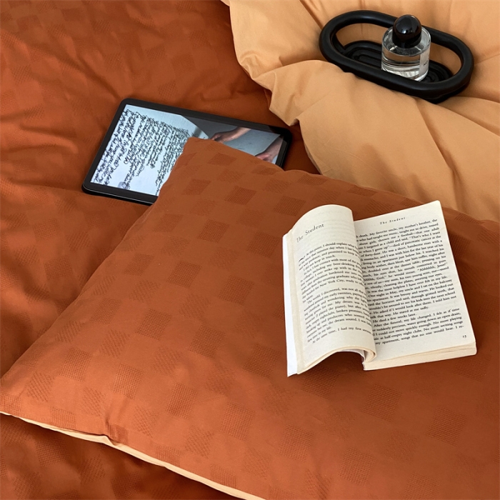 91家纺网 家纺一手货源 找家纺 梦享生活 2022新款水洗棉华夫格双拼四件套 华夫格焦糖