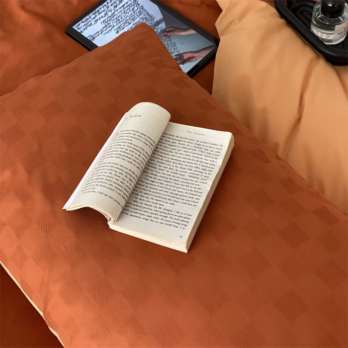 91家纺网 家纺一手货源 找家纺 梦享生活 2022新款水洗棉华夫格双拼四件套 华夫格焦糖