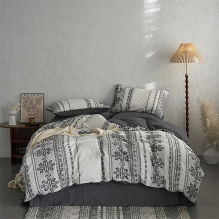 91家纺网 家纺一手货源 找家纺 (总)梦享生活 2022新款全棉色织水洗棉提花四件套