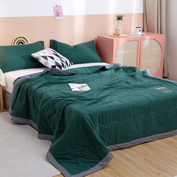 91家纺网 家纺一手货源 找家纺 vip被业 2022新款千鸟格水洗棉夏被 青山黛