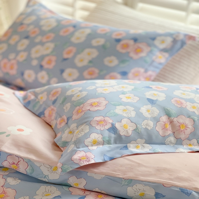 91家纺网 家纺一手货源 找家纺 柚子2022新款40支13372全棉印花四件套 兔兔花园