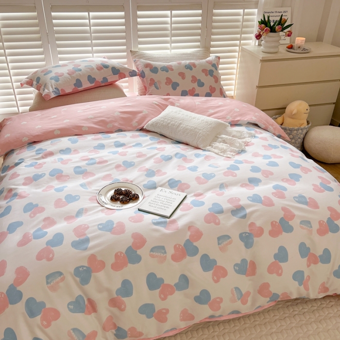 91家纺网 家纺一手货源 找家纺 柚子2022新款40支13372全棉印花四件套 心心相印