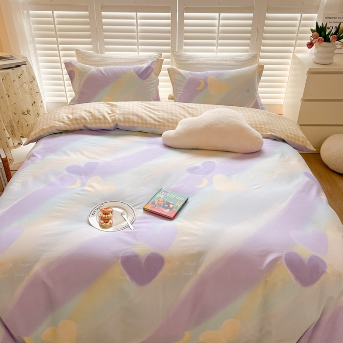 91家纺网 家纺一手货源 找家纺 柚子2022新款40支13372全棉印花四件套 心语心愿