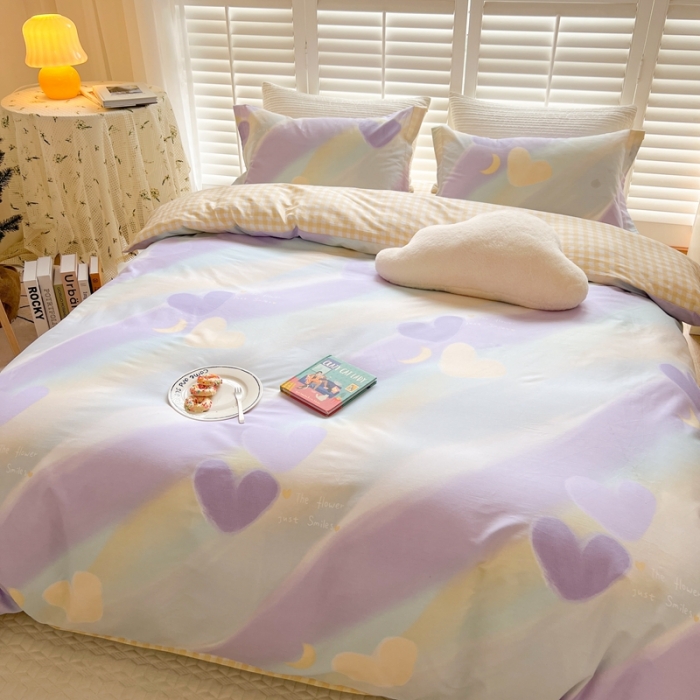 91家纺网 家纺一手货源 找家纺 柚子2022新款40支13372全棉印花四件套 心语心愿