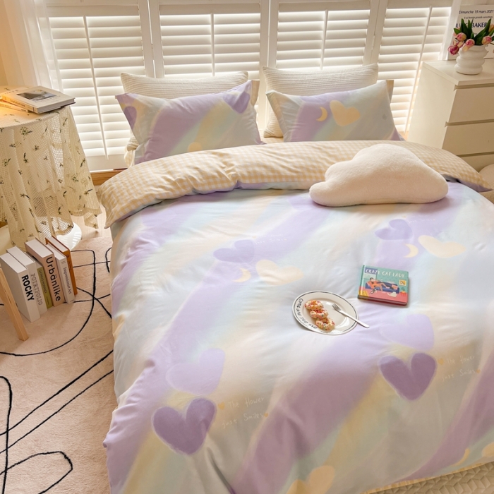 91家纺网 家纺一手货源 找家纺 柚子2022新款40支13372全棉印花四件套 心语心愿