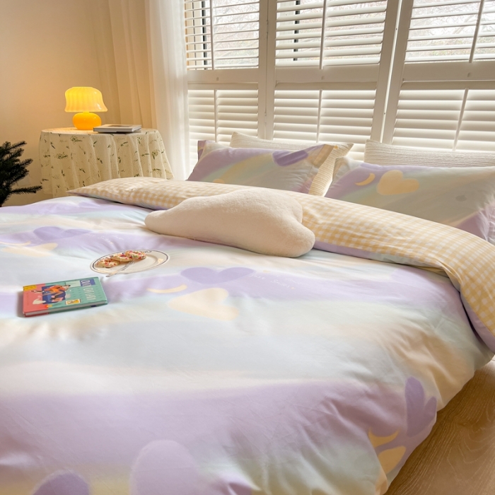 91家纺网 家纺一手货源 找家纺 柚子2022新款40支13372全棉印花四件套 心语心愿