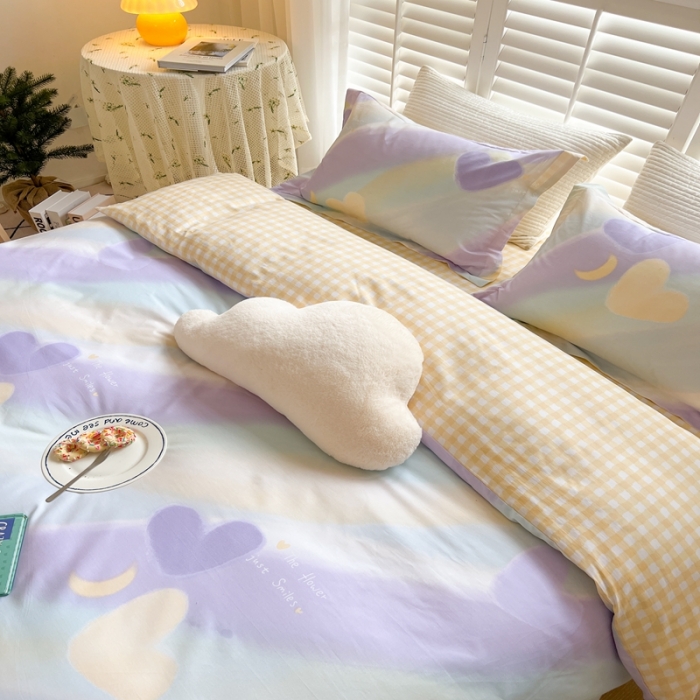 91家纺网 家纺一手货源 找家纺 柚子2022新款40支13372全棉印花四件套 心语心愿