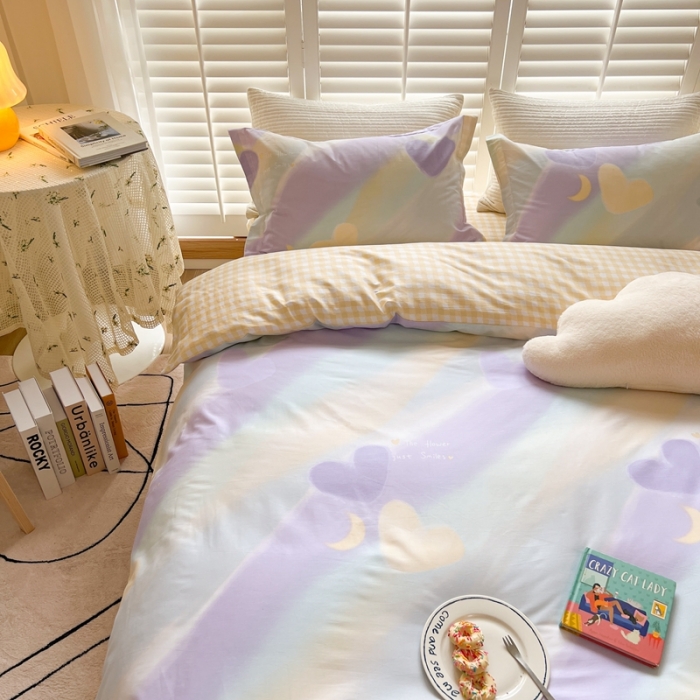 91家纺网 家纺一手货源 找家纺 柚子2022新款40支13372全棉印花四件套 心语心愿