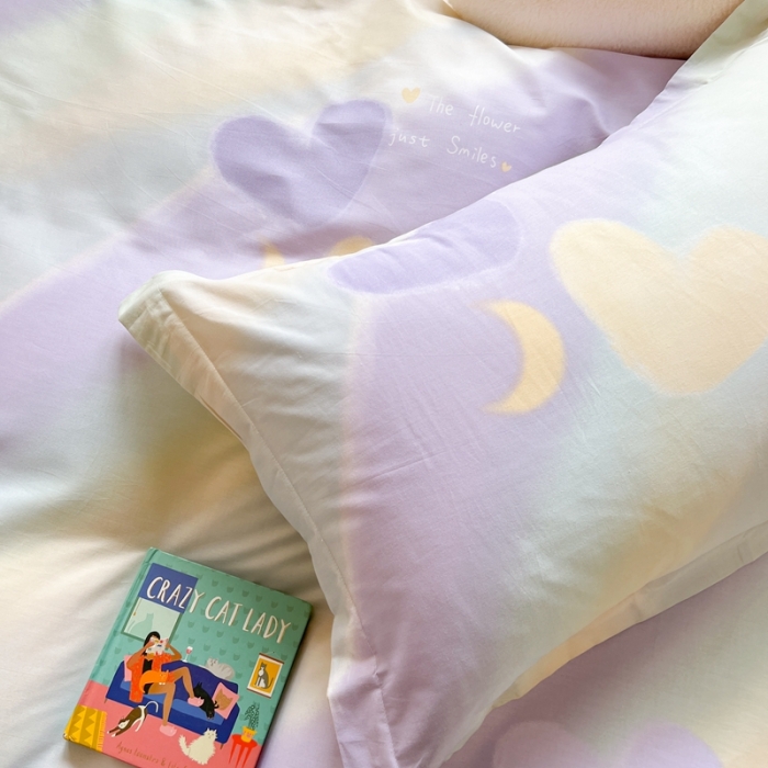 91家纺网 家纺一手货源 找家纺 柚子2022新款40支13372全棉印花四件套 心语心愿