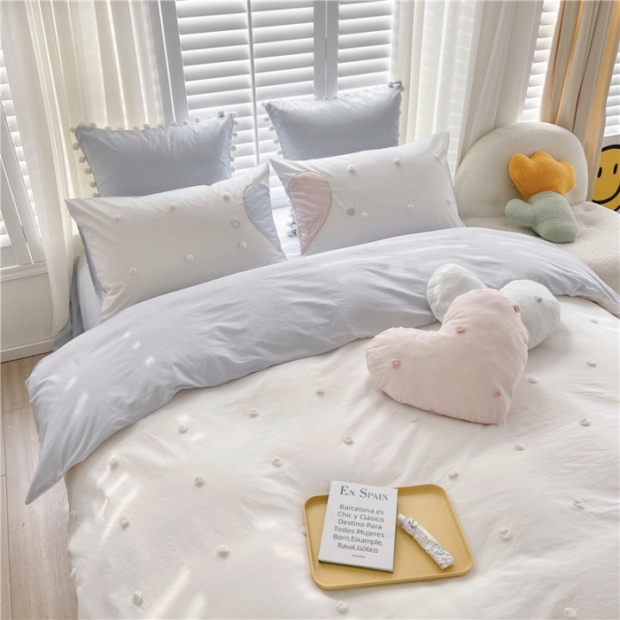 91家纺网 家纺一手货源 找家纺 总 星野 2022春夏新款优质40s水洗棉四件套-马卡龙心语