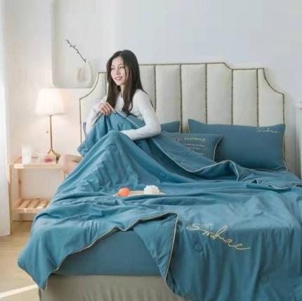 ab家纺 2022新款小清新夏被四件套夏凉被 小清新宾利蓝