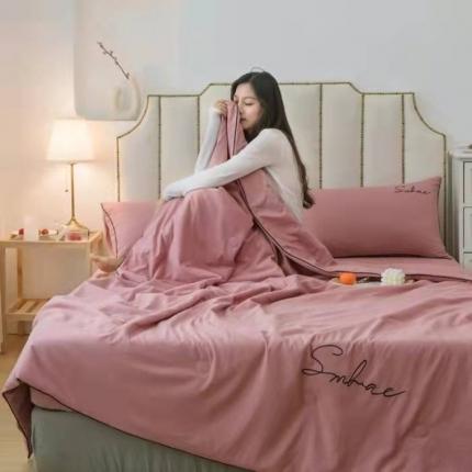 ab家纺 2022新款小清新夏被四件套夏凉被 小清新豆沙