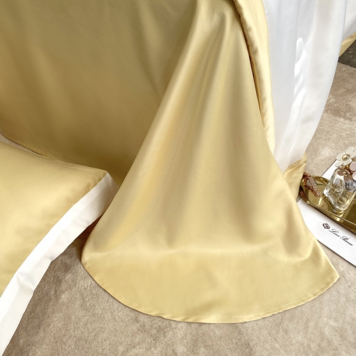 91家纺网 家纺一手货源 找家纺 优悦生活馆 2022新款冰丝夏被四件套 H-白黄