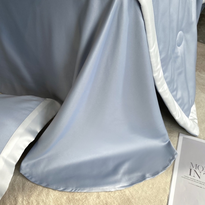 91家纺网 家纺一手货源 找家纺 优悦生活馆 2022新款冰丝夏被四件套 H-蓝