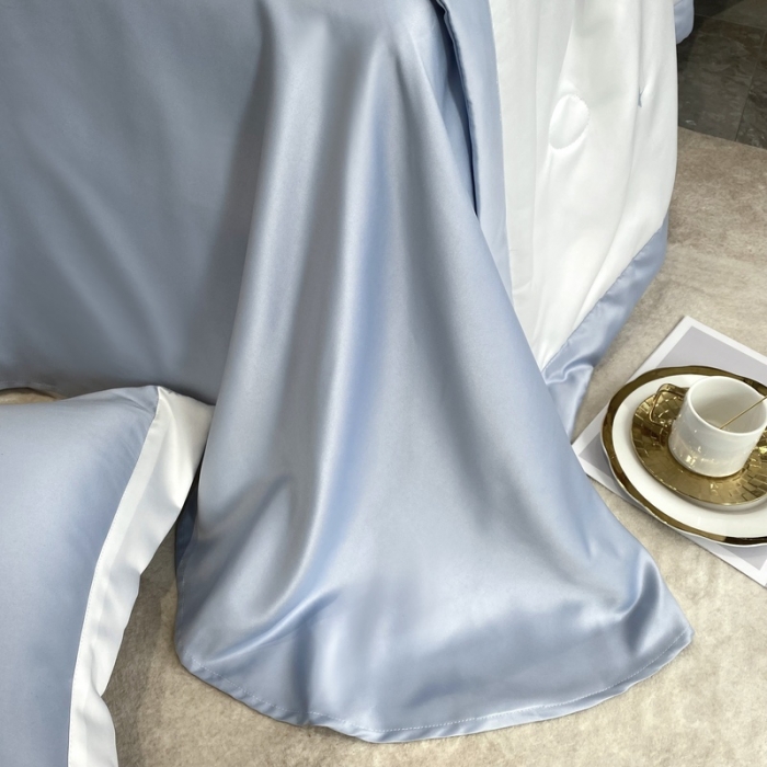 91家纺网 家纺一手货源 找家纺 优悦生活馆 2022新款冰丝夏被四件套 星月-白蓝