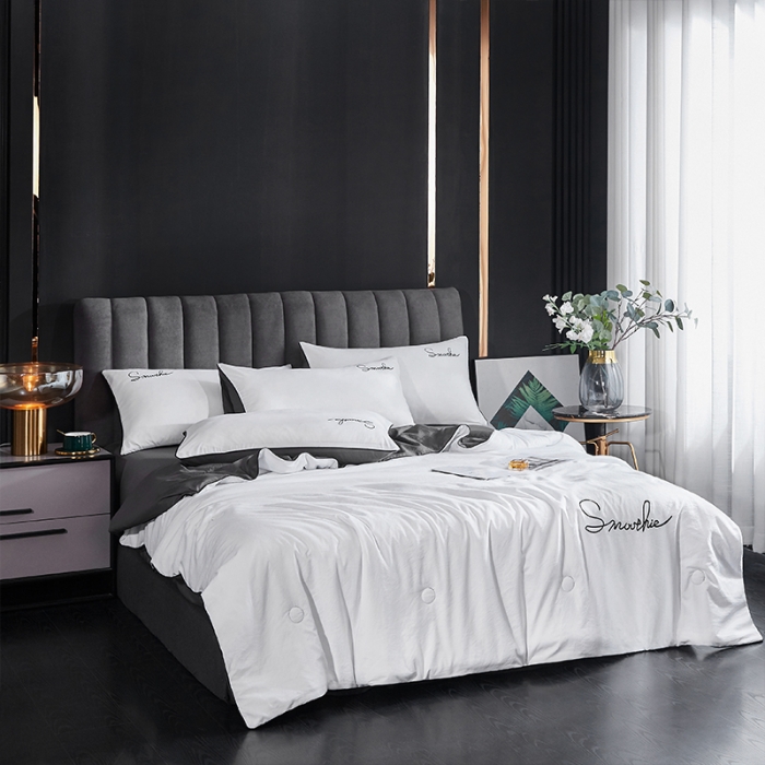 91家纺网 家纺一手货源 找家纺 ab家纺 2022新款简爱夏被四件套夏凉被 简爱-白灰