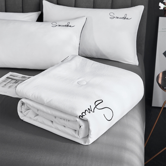 91家纺网 家纺一手货源 找家纺 ab家纺 2022新款简爱夏被四件套夏凉被 简爱-白灰