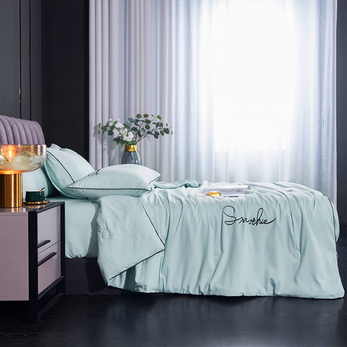 91家纺网 家纺一手货源 找家纺 ab家纺 2022新款简爱夏被四件套夏凉被 简爱-薄荷