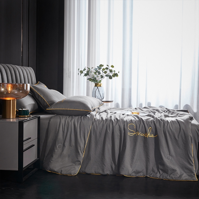 91家纺网 家纺一手货源 找家纺 ab家纺 2022新款简爱夏被四件套夏凉被 简爱-高级灰