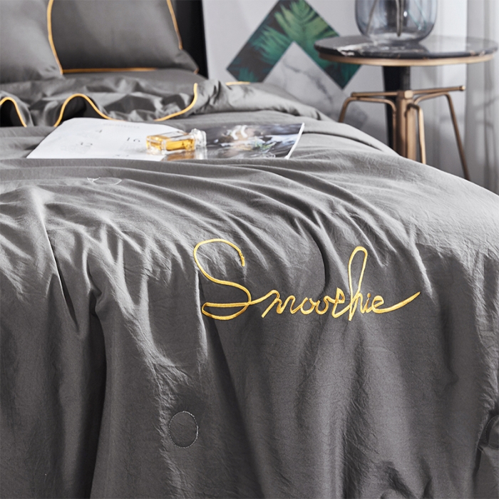 91家纺网 家纺一手货源 找家纺 ab家纺 2022新款简爱夏被四件套夏凉被 简爱-高级灰