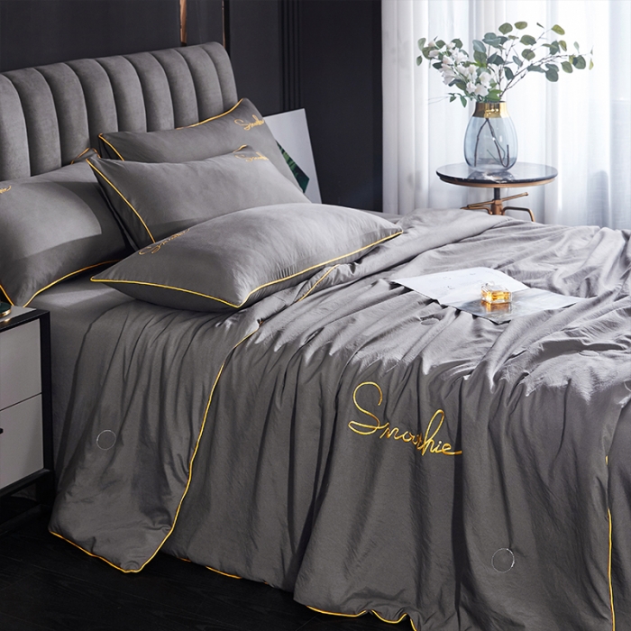 91家纺网 家纺一手货源 找家纺 ab家纺 2022新款简爱夏被四件套夏凉被 简爱-高级灰