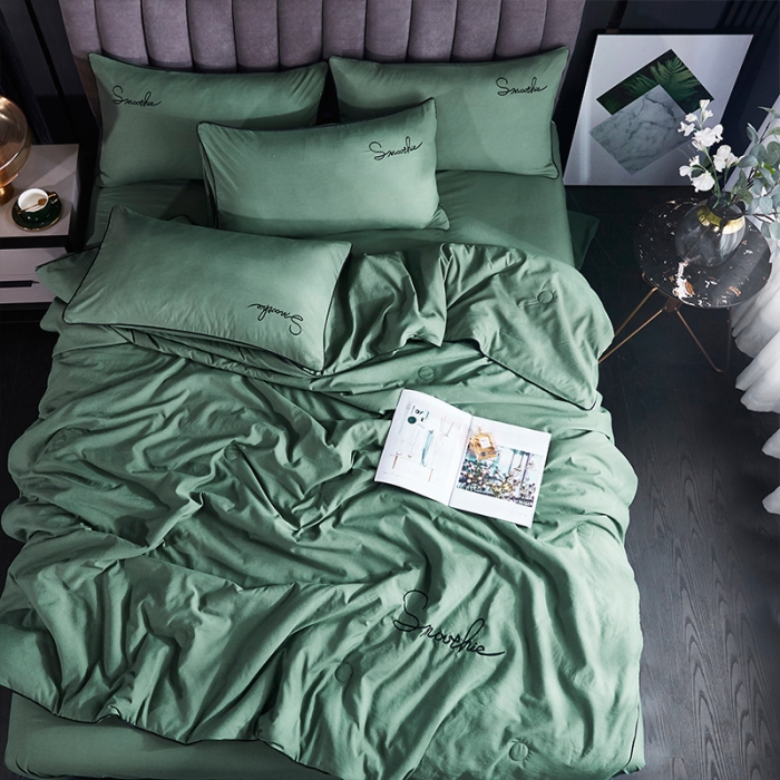 91家纺网 家纺一手货源 找家纺 ab家纺 2022新款简爱夏被四件套夏凉被 简爱-灰草绿