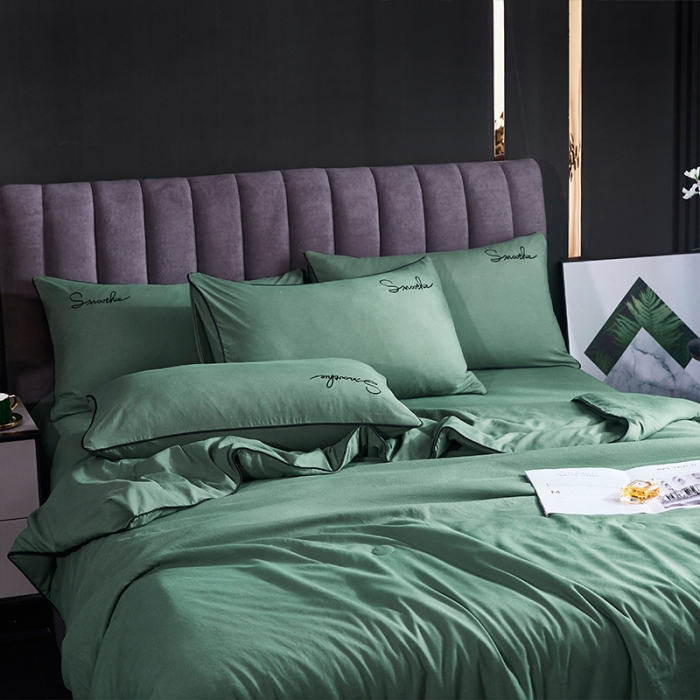 91家纺网 家纺一手货源 找家纺 ab家纺 2022新款简爱夏被四件套夏凉被 简爱-灰草绿