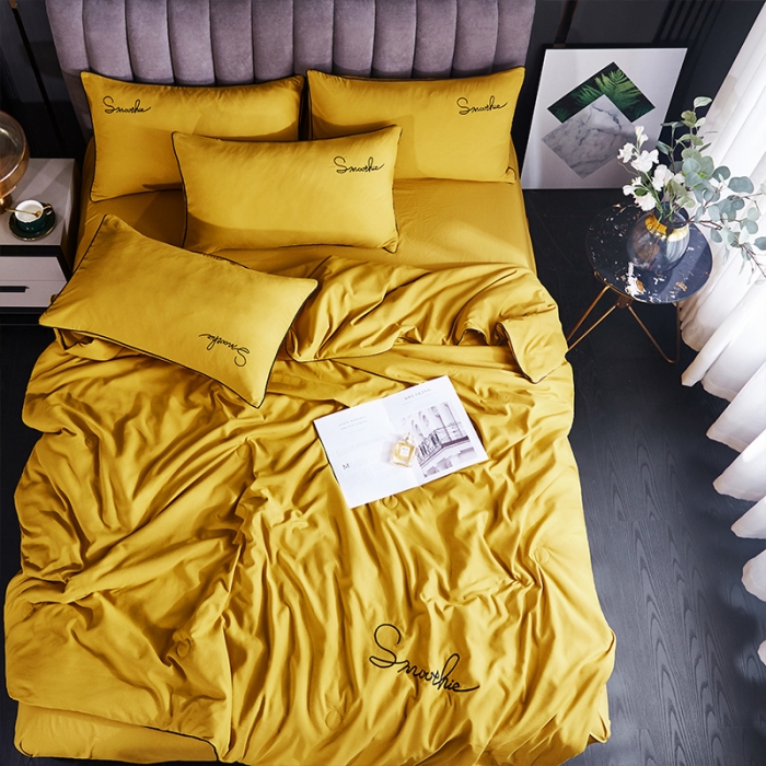 91家纺网 家纺一手货源 找家纺 ab家纺 2022新款简爱夏被四件套夏凉被 简爱-姜黄