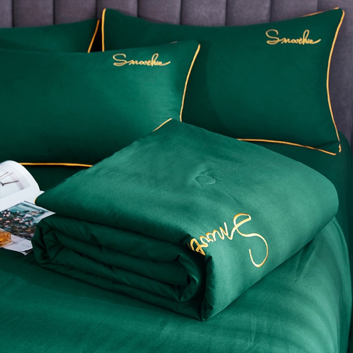 91家纺网 家纺一手货源 找家纺 ab家纺 2022新款简爱夏被四件套夏凉被 简爱-墨绿