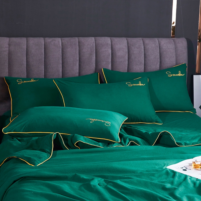 91家纺网 家纺一手货源 找家纺 ab家纺 2022新款简爱夏被四件套夏凉被 简爱-墨绿