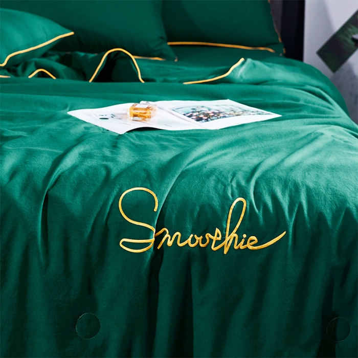 91家纺网 家纺一手货源 找家纺 ab家纺 2022新款简爱夏被四件套夏凉被 简爱-墨绿