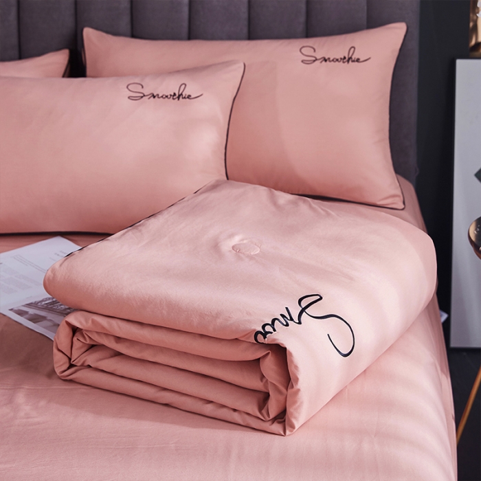 91家纺网 家纺一手货源 找家纺 ab家纺 2022新款简爱夏被四件套夏凉被 简爱-浅豆沙