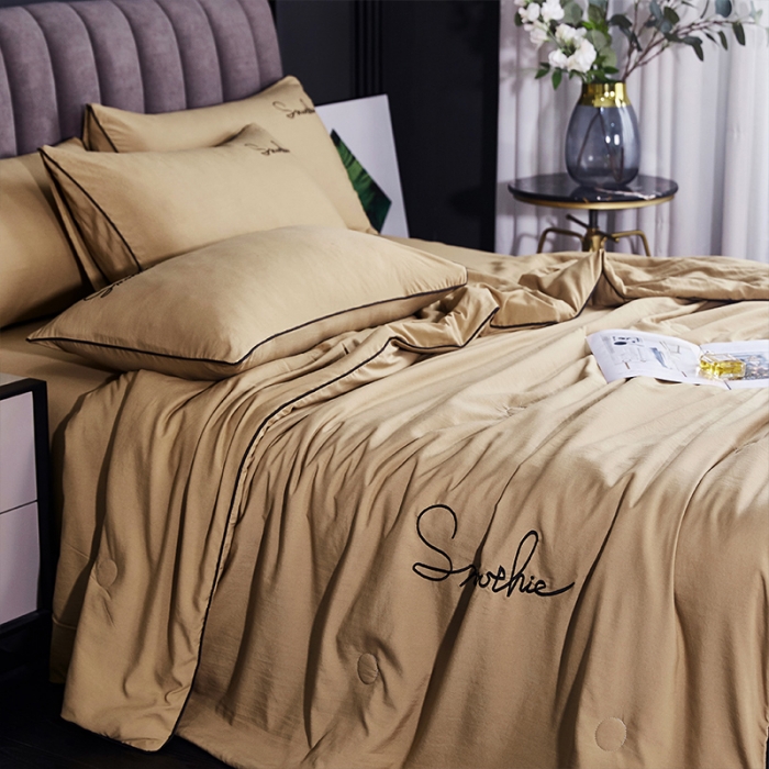 91家纺网 家纺一手货源 找家纺 ab家纺 2022新款简爱夏被四件套夏凉被 简爱-香槟金