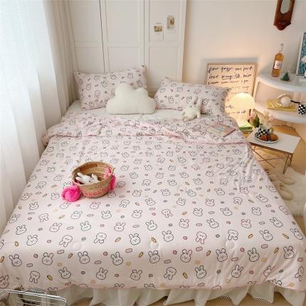 91家纺网 家纺一手货源 找家纺 星期八 2022新款卡通针织棉夏被 粉兔