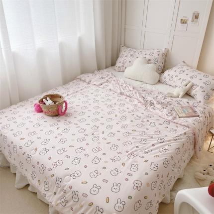 星期八 2022新款卡通针织棉夏被 粉兔