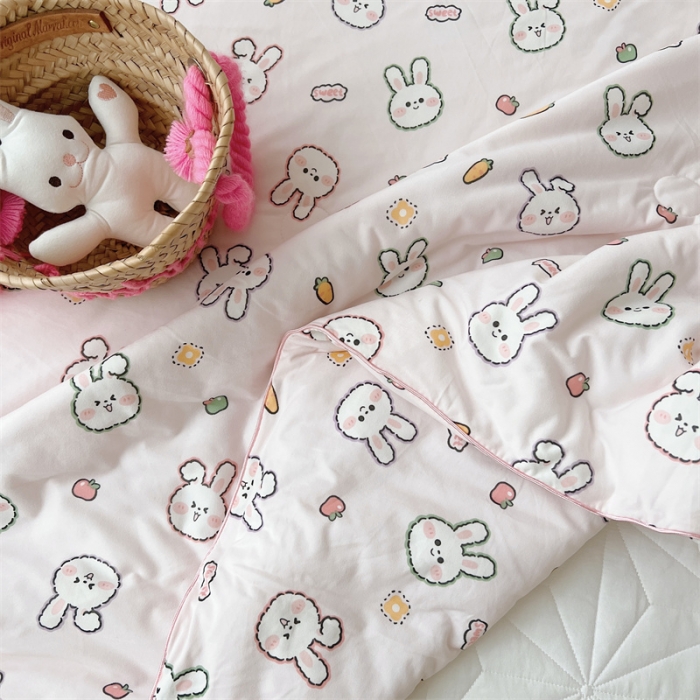 91家纺网 家纺一手货源 找家纺 星期八 2022新款卡通针织棉夏被 粉兔