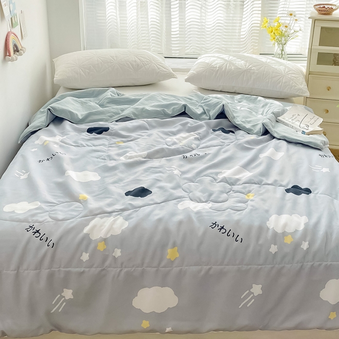 91家纺网 家纺一手货源 找家纺 寐居 2022新款亲肤小花边水洗棉单夏被 白云朵朵