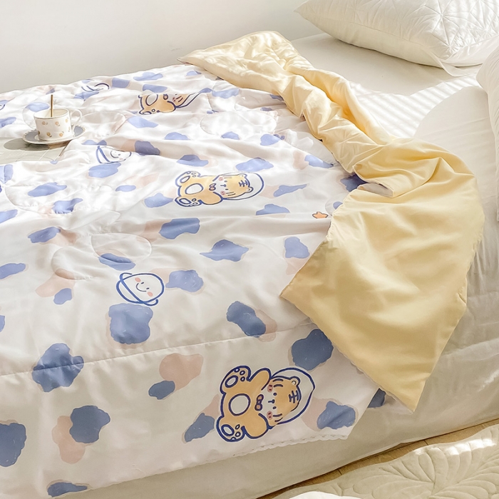 91家纺网 家纺一手货源 找家纺 寐居 2022新款亲肤小花边水洗棉单夏被 豹纹虎