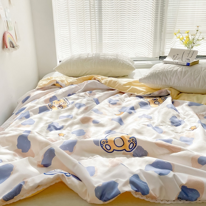 91家纺网 家纺一手货源 找家纺 寐居 2022新款亲肤小花边水洗棉单夏被 豹纹虎