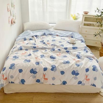 寐居 2022新款亲肤小花边水洗棉单夏被 迷踪小鹿