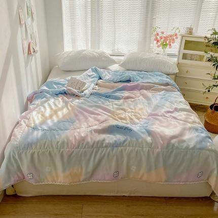 寐居 2022新款亲肤小花边水洗棉单夏被 五彩缤纷