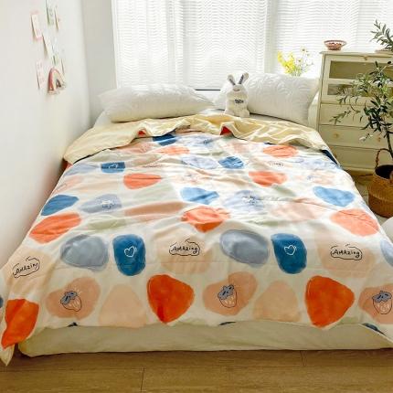 寐居 2022新款亲肤小花边水洗棉单夏被 雨花石