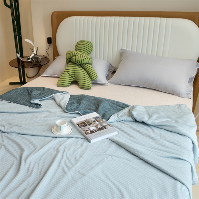 91家纺网 家纺一手货源 找家纺 星座  2025春夏A类凉感丝夏被空调被芯被子 淡雅绿