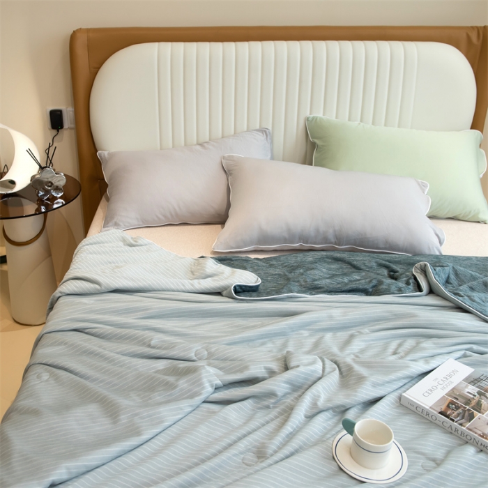 91家纺网 家纺一手货源 找家纺 星座  2025春夏A类凉感丝夏被空调被芯被子 淡雅绿