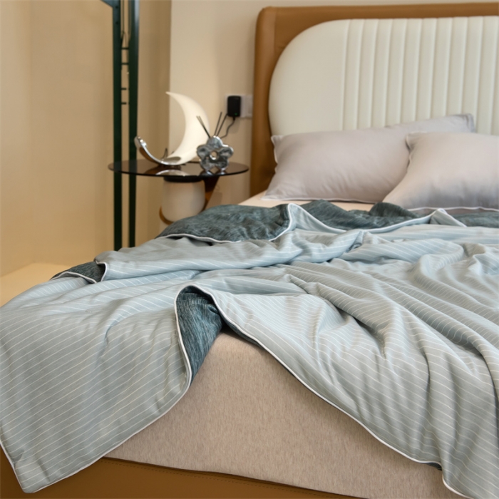 91家纺网 家纺一手货源 找家纺 星座  2025春夏A类凉感丝夏被空调被芯被子 淡雅绿