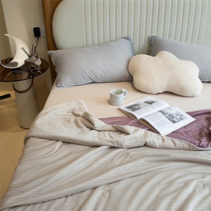 91家纺网 家纺一手货源 找家纺 星座  2025春夏A类凉感丝夏被空调被芯被子 浅灰